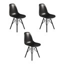 Ver imagem 1 de Conjunto 3 Cadeiras Eames Tubo Ferro Preto Assento Preto