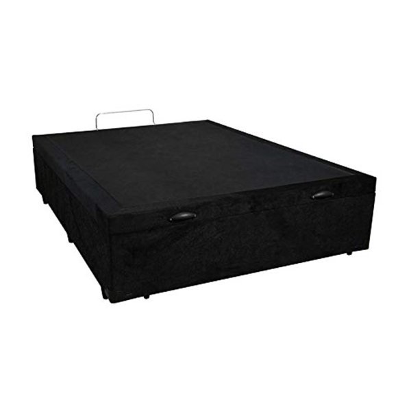 Base Box Baú Casal Belos Sonhos Suede Preto 41x138x188 - 3