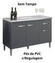 Ver imagem 3 de Balcão Gabinete Gabriela 120cm - 03 Portas e 01 Gav -  sem Tampo - Cinza