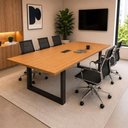 Ver imagem 1 de Mesa Reunião Industrial 1,80m x 90cm 100% MDF com Caixa de Tomadas Pés Metal F5 Office Cor:Freij