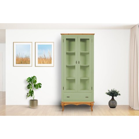 Cristaleira 1 Gaveta Luis Xv - Pistache