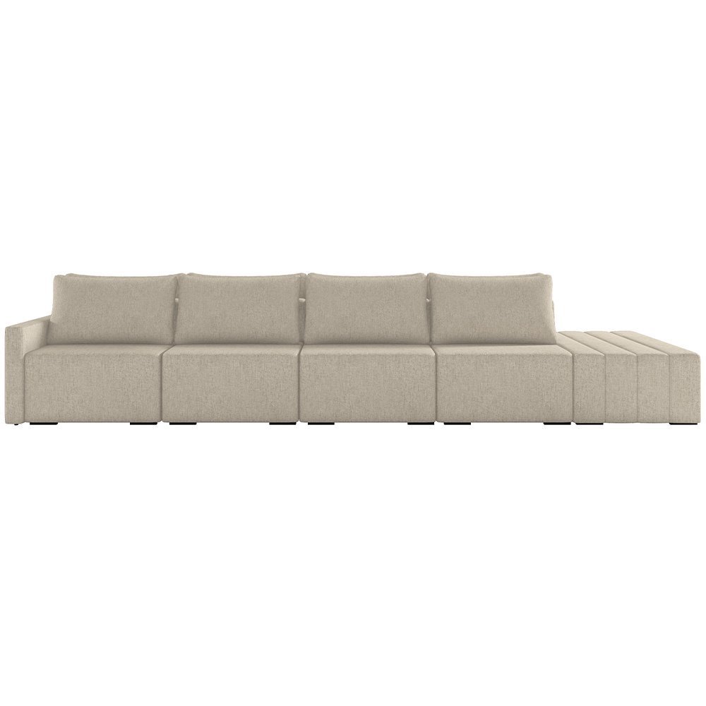 Sofá Ilha Modular para Sala 392cm com Puff Dublin K01 Linho Bege - Lyam Decor - 3