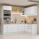 Ver imagem 1 de Armário de Cozinha Completa de Canto 416 Cm Branco/branco Veludo Lux Madesa 01
