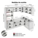 Ver imagem 3 de Armário de Cozinha Completa de Canto 416 Cm Branco/branco Veludo Lux Madesa 01