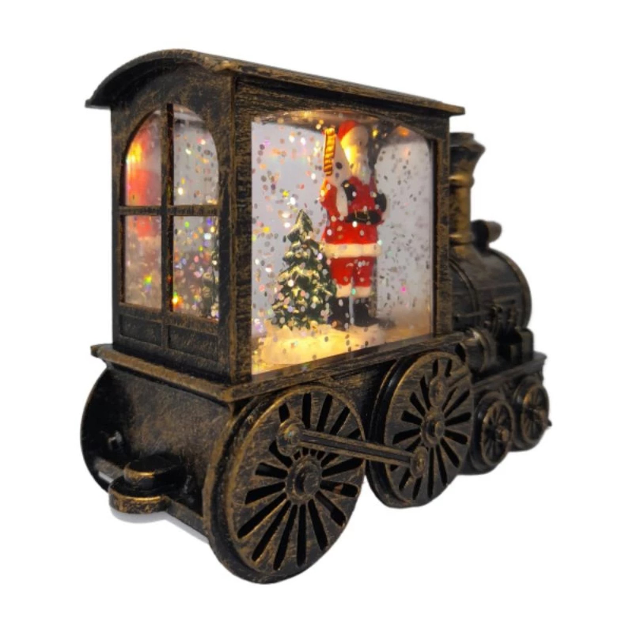 Luminária Decorativa Trem Natalino Papai Noel com Led 13,5x8,5x5cm - 6