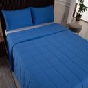 Ver imagem 3 de Kit Cobre Leito Colcha Lunar Casal 3 Peças 400 Fios Matelado Dupla Face - Azul Royal - 100% Polié