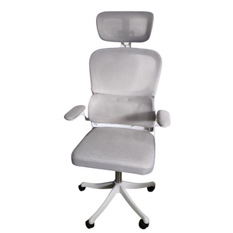 Cadeira Escritório Ergonômica Genebra com Suporte Lombar Relax Estofado Mesh Cinza
