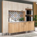 Ver imagem 1 de Cozinha Modulada Compacta Max 220 Cm Balcão Pia Armário Nicho Forno Mdp Carvalho Blanche - Clicklar