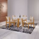 Ver imagem 1 de Conjunto Sala de Jantar Mesa Grécia 4 Cadeiras Jade Marrom/Cinamomo/Bege/Off White
