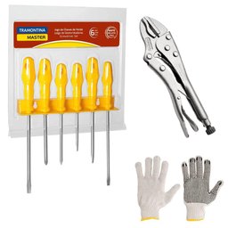 Kit Jogo Ferramentas Chaves de Fenda com Suporte 6 Peças Mais Alicate de Pressão 10" Tramontina - 1
