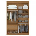 Ver imagem 3 de Guarda-roupa Solteiro Alonzo 4 Portas 2 Gavetas com Espelho 100% Mdf Amêndoa Clean - Móveis Lopas