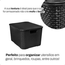 Caixas/cesto Organizador Rattan Preto 17 Litros - 2