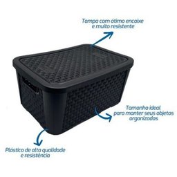 Caixas/cesto Organizador Rattan Preto 17 Litros - 5