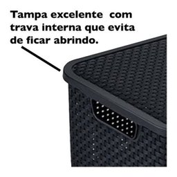 Caixas/cesto Organizador Rattan Preto 17 Litros - 4
