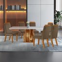 Ver imagem 1 de Sala de Jantar 6 Cad Estofadas e Mesa Retangular com Tampo de Vidro Nuance Cinamomo/Creme Yescasa