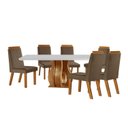 Ver imagem 2 de Sala de Jantar 6 Cad Estofadas e Mesa Retangular com Tampo de Vidro Nuance Cinamomo/Creme Yescasa