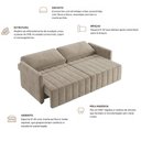 Ver imagem 3 de Sofá Cama Retrátil 3 Lugares 192 cm Egeu Veludo Bege - Nexta Casa