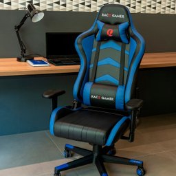 Cadeira Gamer Regulável Ergonômica Confortável Premium - Azul - 2