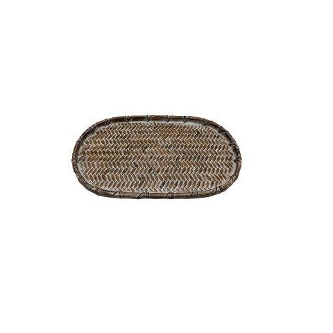 Bandeja Tramada Oval Marrom e Branco