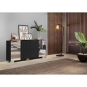 Ver imagem 2 de Aparador Buffet 4 Portas Com Espelho E Pés Quadrados Vegas V3563 Preto/Branco Preto/Branco