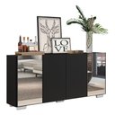 Ver imagem 1 de Aparador Buffet 4 Portas Com Espelho E Pés Quadrados Vegas V3563 Preto/Branco Preto/Branco