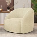 Ver imagem 2 de Poltrona Decorativa Jenny Base Giratória em Metal Preto Bouclê Off White G45 - Gran Belo