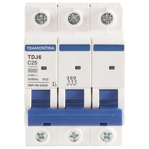 Minidisjuntor Tdj6ka 3 P 25 a Curva C Tramontina