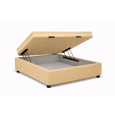 Kit Cama Box Baú Solteiro 88x188 cm + Colchão Molas Bonnel Solteiro 20 cm Bege Suede