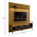 Ver imagem 3 de Rack Painel Ripado para TV até 70 Polegadas com LED MDF 177cmx218cm Duo e London Olivar Móveis Marrom Cedro/Freijó/Preto