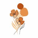 Ver imagem 1 de Adesivo Floral Boho Laranja Estilo Nórdico 70x120 Minimalista Abstrato