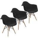 Ver imagem 1 de Kit 3 Cadeiras Charles Eames Eiffel com Braço Preta Branca Bege Outras