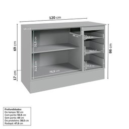 Cozinha Modulada 5 Peças 3 Aéreos 2 Balcões Nara Cabecasa Madeiramadeira - 12