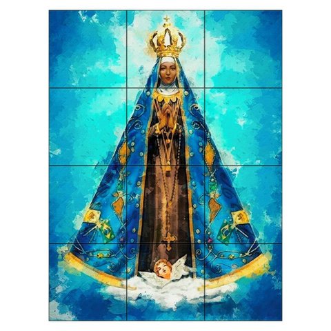Quadro Nossa Senhora Aparecida 80x60 em Azulejos