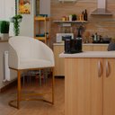 Ver imagem 2 de Poltrona Estilo Banqueta Decorativa Mia Tecido em Suede Base Metal Bronze - Estopar Poltrona Mia Sue
