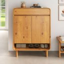 Ver imagem 1 de Sapateira Armário Vertical 44 Madeira 2 Portas 1 Gaveta 18 Pares Freijó Juan Idimex