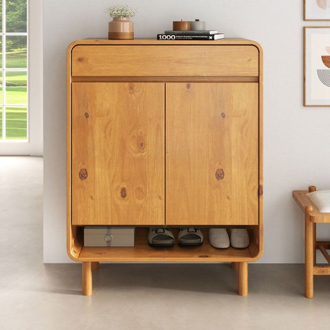 Sapateira Armário Vertical 44 Madeira 2 Portas 1 Gaveta 18 Pares Freijó Juan Idimex