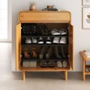 Ver imagem 3 de Sapateira Armário Vertical 44 Madeira 2 Portas 1 Gaveta 18 Pares Freijó Juan Idimex