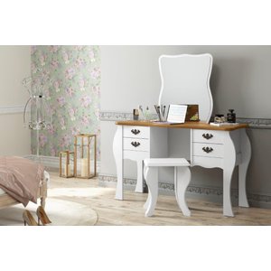 Penteadeira Du Estilo New Romantic com Banqueta Cor Branco /cumaru