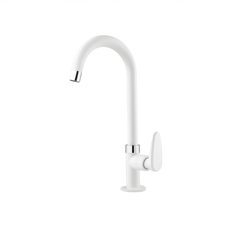 Torneira de Mesa para Cozinha com Bica Móvel Allure Branca - Viqua