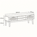 Ver imagem 5 de Rack Santorini 180cm Pés Madeira Maciça com Gavetas e Nicho:naturalle