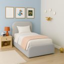 Ver imagem 1 de Cama Infantil Masculina Tamanho Solteiro Estofada Luxuosa:linho Cinza