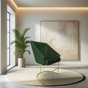 Ver imagem 1 de Poltrona Decorativa Alana Suede Verde Base de Ferro Dourado - Pallazio