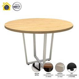Mesa de Reunião Industrial Mac Branco 110cm Pés em Metal F5  - 5