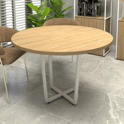Mesa de Reunião Industrial Mac Branco 110cm Pés em Metal F5  - 1