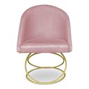 Ver imagem 1 de Cadeira de Jantar Luxo Base de Metal Dourado Sala Esritório Recepção Suede Veludo Rosa do Lar Mó