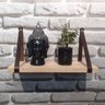 Prateleira de Madeira Maciça Pinus 60x15cm com alça Marrom para organização de ambientes sala - 4