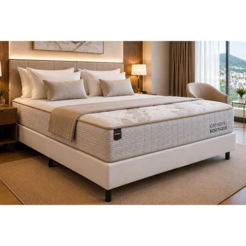 Cama Box Crc Casal +Colchão Molas Hotel Boutique Ortobom 138