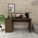 Ver imagem 2 de Kit para Escritório com Armário 2 Portas e Mesa 3 Gavetas Cor:nogal