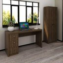 Ver imagem 1 de Kit para Escritório com Armário 2 Portas e Mesa 3 Gavetas Cor:nogal
