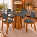 Ver imagem 1 de Conjunto Sala de Jantar Flash 4 Lugares Mesa Quadrada MDF 18mm 4 Cadeiras Estofadas Veludo